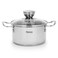 Fissman Cooking pot with Glass Lid 14x6.0 cm / 0.9 LTR Stainless Steel Mini Cook Series