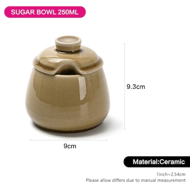 Fissman Sugar Bowl 9cm 250ml Beige Crackle Ceramic