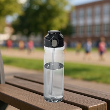 Water Bottle Plastic 750ml For Kids BPA Free Non-Toxic Black