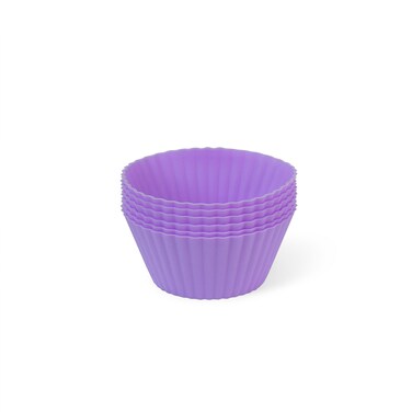 Fissman 6-Piece Cupcake Molder, Silicone Cupcake Muffin Baking Cups, Reusable Non-Stick Cake Molds Sets, Molder Bakeware Maker Mold Tray Baking Cup Liner Molds (Purple)