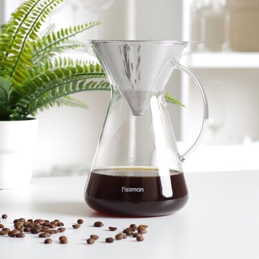 Fissman Coffee Pot 900ml With Stainless Steel Filter (Borosilicate Glass)