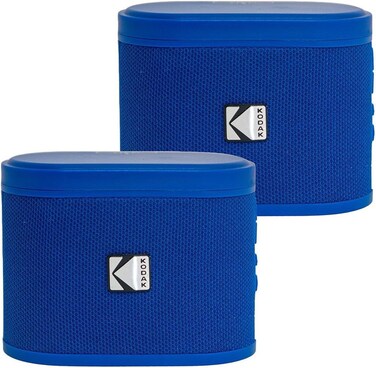 KODAK SOUNDBRIX&trade; Magnetic Docking Bluetooth Speaker Set - Stackable Wireless Stereo Pairing, 5W HD Sound, 5-Hour Playtime, Perfect for Travel, Home, Beach, Party, and Outdoor -Blue (2-Pack)