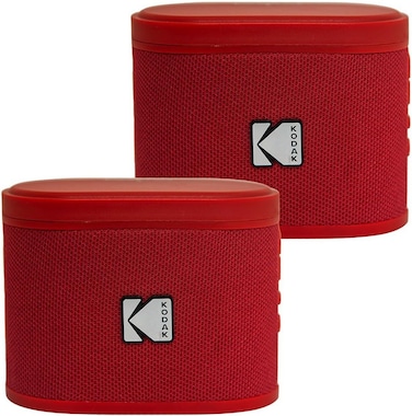 KODAK SOUNDBRIX&trade; Magnetic Docking Bluetooth Speaker Set - Stackable Wireless Stereo Pairing, 5W HD Sound, 5-Hour Playtime, Perfect for Travel, Home, Beach, Party, and Outdoor-Reverb Red (2-Pack)