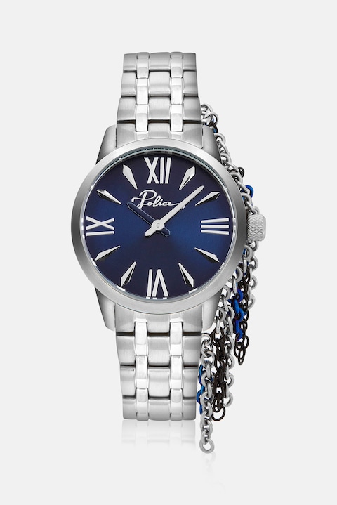 Police Women Blue Dial Quarts Watch Silver