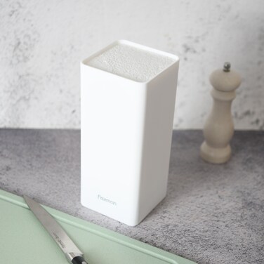 Fissman Kitchen Knife Organizer 10x10x22cm, Square Shaped, White (Plastic)