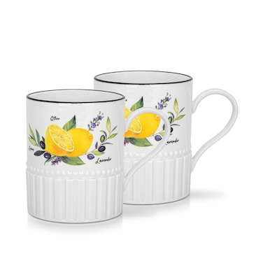 Fissman 2-Piece Mugs Lemon Provence Series 400 ml Porcelain