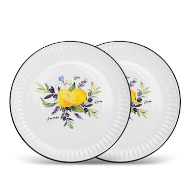 Fissman 2-Piece Plates Lemon Provence Series 21cm Porcelain