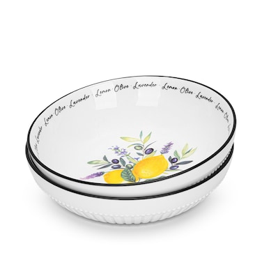 Fissman 2-Piece Deep Plates Lemon Provence Series 18cm Porcelain
