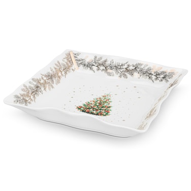 Fissman Square Shape Dish 22cm Christmas New Bone China
