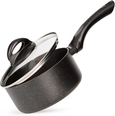 قدر فيسمان بغطاء زجاجي سعة 1.5 لتر، قدر ألومنيوم غير لاصق من تاتشستون، 16 سم، سلسلة فورد