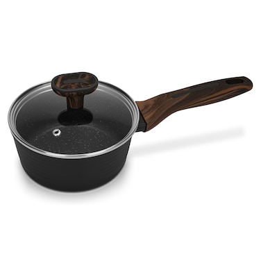 Fissman Sauce Pan Cuisine 16x7.5cm/1.3 Ltr With Glass Lid (Aluminium With Non-Stick Coating)