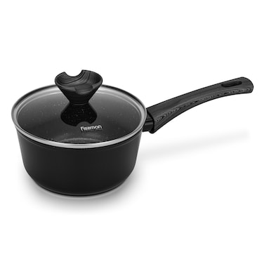 Fissman Sauce Pan Angela 16x8cm/1.39 Ltr With Glass Lid (Aluminium With Non-Stick Coating)