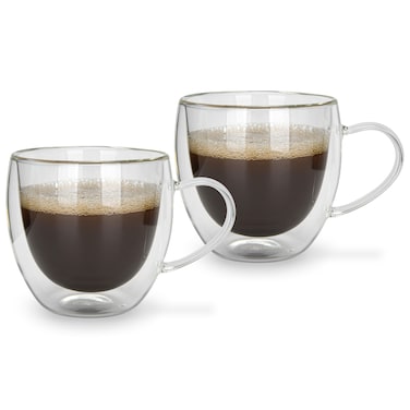 Fissman 2-Piece Double Wall Mugs 300 ml Borosilicate Glass
