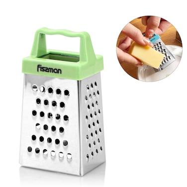Fissman 3-Sided MINI Grater 3inch, Multifunctional Handheld Cheese Peel Ref Magnet Green
