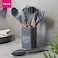 Fissman 9-Piece Kitchen Utensil Set with Holder Rack, Silicone Cooking Kitchen Tool Set with Wooden Handle