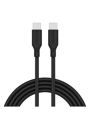 Philips USB-C to USB-C Cable 2m 65W PD (DLC4561CB/00) - Fast Charging &amp; Data Sync, Durable Flexible Design - Black