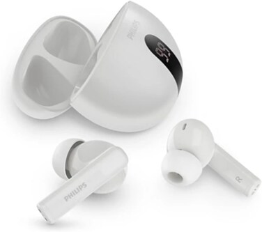 Philips TAT3559WT 3000 Series True Wireless Earbuds - Premium White Finish, Powerful Sound, Extended Playtime White
