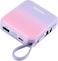 Philips 10000mAh 22.5W Fast Charging Power Bank (DLP5713CP/00) - Built-in USB-C &amp; Lightning Cables, USB-A &amp; USB-C Output, LED Indicator - Purple