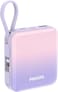 Philips 10000mAh 22.5W Fast Charging Power Bank (DLP5713CP/00) - Built-in USB-C &amp; Lightning Cables, USB-A &amp; USB-C Output, LED Indicator - Purple