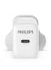 Philips 20W USB-C Fast Wall Charger with Power Delivery, Compact Travel Adapter, Smart Protection Safety, Universal Charging for iPhone Samsung iPad - DLP2629CW/05 White