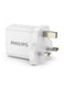 Philips 20W USB-C Fast Wall Charger with Power Delivery, Compact Travel Adapter, Smart Protection Safety, Universal Charging for iPhone Samsung iPad - DLP2629CW/05 White