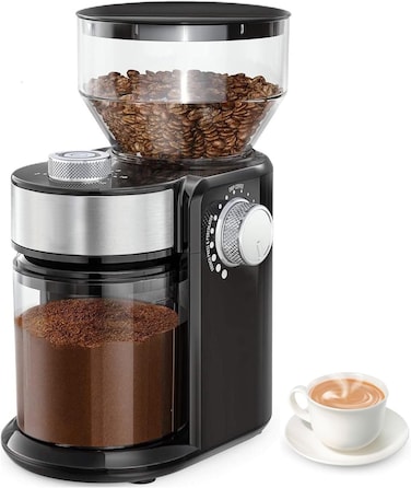 Electric Burr Coffee Grinder Automatic Flat Burr Coffee for French Press Drip Coffee and Espresso Adjustable Burr Mill with 18 settings 2-12 Cup Black