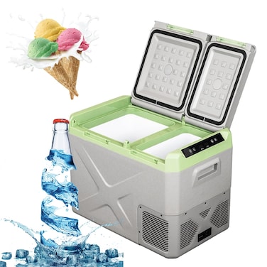 مبرد ثلاجة كهربائي للسيارة سعة 35 لتر مع ضاغط (60 وات)، مبرد كهربائي محمول 12/24 فولت للتخييم والرحلات البرية والنزهات، DLC-33535