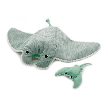Mantalou the Manta Ray Mom &amp; Baby Plush Toy - Mint Green
