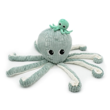 Filou the Octopus Mom &amp; Baby Plush Toy - Mint Green