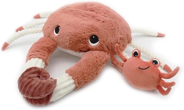 Les D&eacute;glingos  PTIPOTOS Cassecol Crab &ndash; Soft Plush Crab Toy, Terracotta Ocean Animal Stuffed Toy for Kids &amp; Toddlers