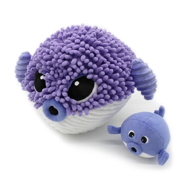 Gobetou the Blow Fish Mom &amp; Baby Plush Toy - Purple