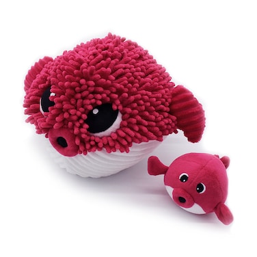 Gobetou the Blow Fish Mom &amp; Baby Plush Toy - Fuchsia