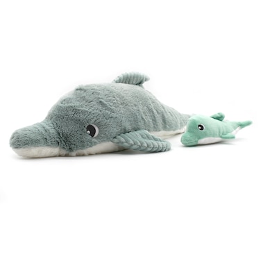Ptipotos the Dolphin Mom &amp; Baby Plush Toy - Mint Green