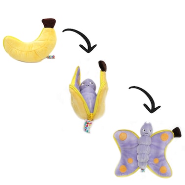 Les D&eacute;glingos  Flipetz Poppet Butterfly Plush Toy &ndash; Soft &amp; Cuddly &ldquo;Banana&rdquo; Butterfly Stuffed Animal for Babies, Toddlers &amp; Kids