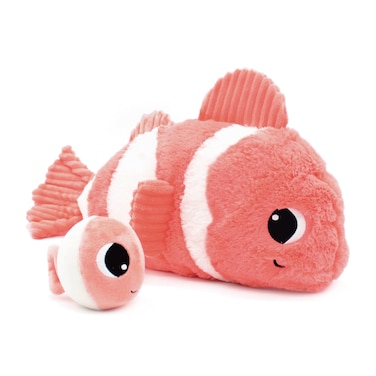 Les D&eacute;glingos Peluche Poisson Clown Bigou Maman et Son B&eacute; B&eacute;   Soft Plush Coral Clownfish Toy with Hidden Baby   Cuddly Stuffed Animal for Babies &amp; Kids Ages 0+