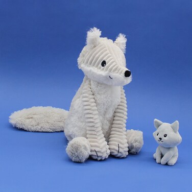 Les D&eacute;glingos Peluche Renard Arctique Frimou Maman et Son B&eacute;b&eacute;   Soft Plush Arctic Fox Toy with Hidden Baby   Cuddly Stuffed Animal for Babies &amp; Kids Ages 0+