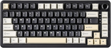 YUNZII B75 Mechanical Keyboard,75% Hot Swappable Keyboard with Knob,RGB Backlit Gasket Gaming Keyboard with Double-Shot PBT Keycaps,Cherry Profile,WIN/MAC (Black, Milk V2 Linear Switch)