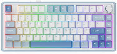 EPOMAKER x AULA F75 Gasket Mechanical Keyboard 75% Wireless Hot Swappable Gaming Keyboard with Five-Layer Padding&amp;Knob, Bluetooth 2.4GHz USB-C RGB (Sea Salt Blue LEOBOG Reaper Switch)