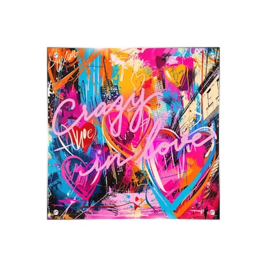 لوحة نيون LED "Crazy in Love" متعددة الألوان – 45 × 45 سم
