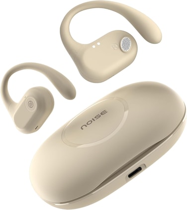 Noise Pure Pods, Open Ear Wireless Buds with detachable Neckband, 80 Hr Playtime, Instacharge, Quad Mic with ENC, Sweat Resistant, Ultimate Comfort, Perfect for Sports, 1 Year Warranty (Zen Beige)