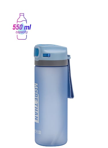 Water Bottle- RF11935 Transparent Plastic Bottle with Flip flop Lid and Secure Lock Water Bottle for School, Office and Gym 550ml Blue