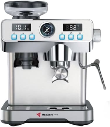 Commercial Espresso Machine with Grinder, 20 Bar, 2L Tank, Digital Display, Stainless Steel, (ME-CCM2069SS)
