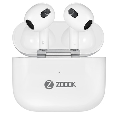ZOOOK AirPro 2.0 True Wireless Earbuds White Bluetooth 5.4 DSP Noise Cancelling Earphones with Mic Touch Control 30H Playtime Fast Charging iPhone, Galaxy, Android Compatible