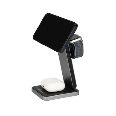 شاحن لاسلكي سريع 3 في 1 MagSafe من MEZONE بقدرة 22.5 وات لأجهزة iPhone وiWatch وAirPods، أسود