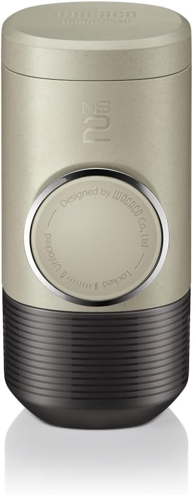 Wacaco Minipresso NS2, Portable Espresso Machine For Coffee Capsules, Eco-Friendly, Made Using Biomass, 18 Bar Powerful Extraction, Ultra Light Weight, Integrated Water Tank System, Beige