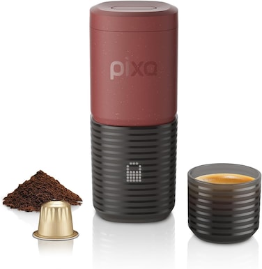WACACO &ndash; PIXAPRESSO - Electric Portable Espresso Machine &ndash; Compact, Lightweight, Barista-Quality Coffee Maker for Travel, Home, Office &ndash; Perfect for Fresh Espresso Anytime, Anywhere - Tuscan Red