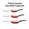 Fresh Choice Carmine 3pc PFAS Free Pressed Aluminum Non Stick Frypan Set For Everyday Cooking