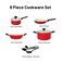 Fresh Choice Carmine 9pc PFAS Free Pressed Aluminum Non Stick Cookware Set With Pots And Pans