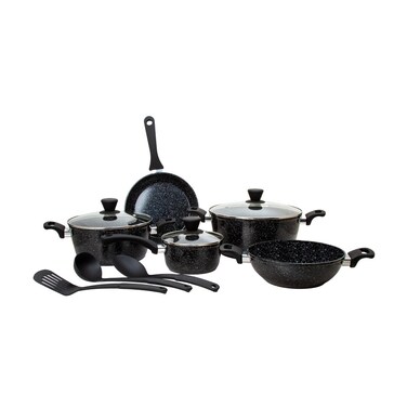 Fresh Choice Marbella 11pc PFAS Free Forged Aluminum Non Stick Cookware Set With Pots And Pans