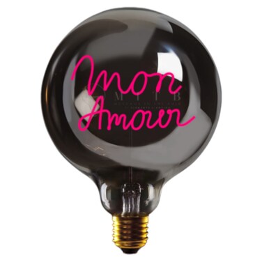 لمبة زجاجية LED MON AMOUR – أحمر / دخاني – قطر 70 × ارتفاع 110 مم